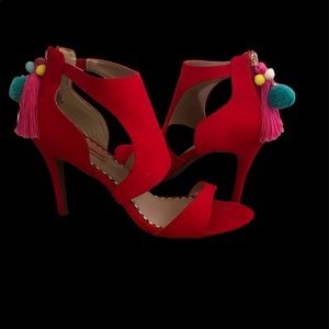 Beautiful Betsy Johnson’s Red Heels with cute colorful tassels